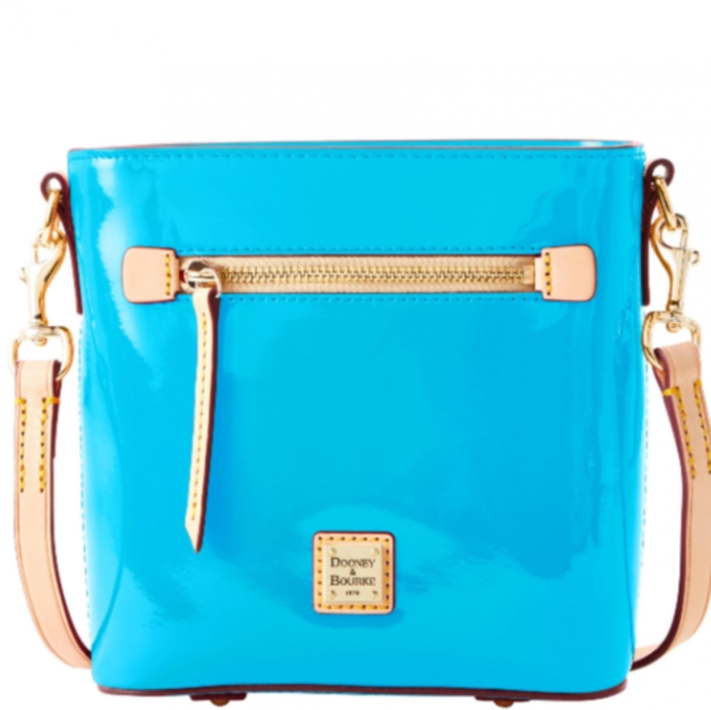 Dooney & Bourke Women's Patent Leather Small Zip Crossbody Sky Blue
